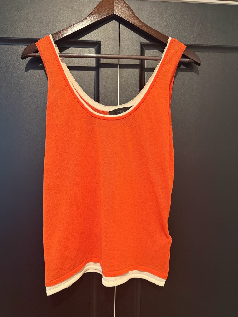 Zara Bright Orange Tank with Contrast White Trim